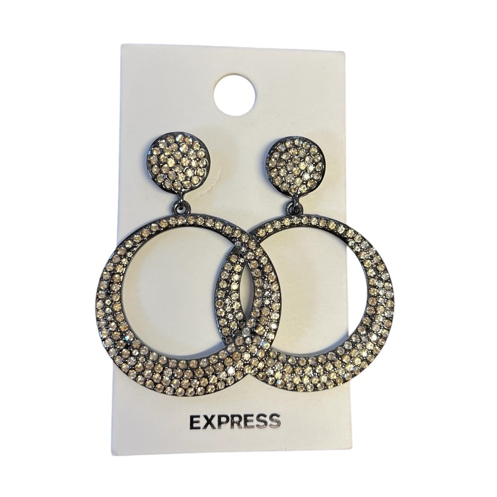 Express NWT - Women’s Black with clear crystal Earrings